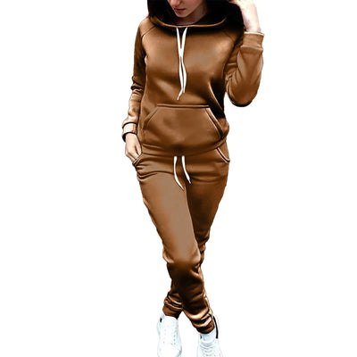 Sweatsuits for Women Workout Womens Tracksuits 2 Piece Outfit Casual Pullover Tracksuit Set Sweatshirt Jogger Sweatpants Warm Sports Suit BrownLarge