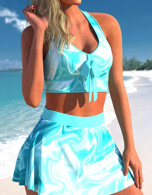 Load image into Gallery viewer, Conservative Large Print Split Swimwear Skirt
