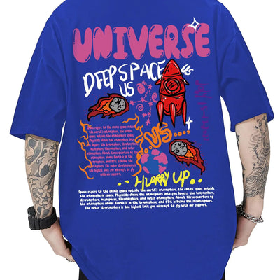 GORGLITTER Mens Letter Graphic Print T Shirts Round Neck Short Sleeve Loose Tee Tops Royal Blue Letter X-Small