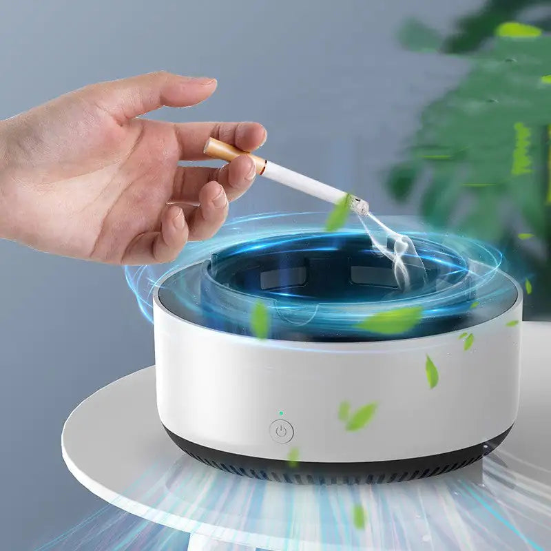 Cenicero con purificación de aire y eliminación de humo, purificación aniónica, práctico purificador automático, cenicero portátil para coche