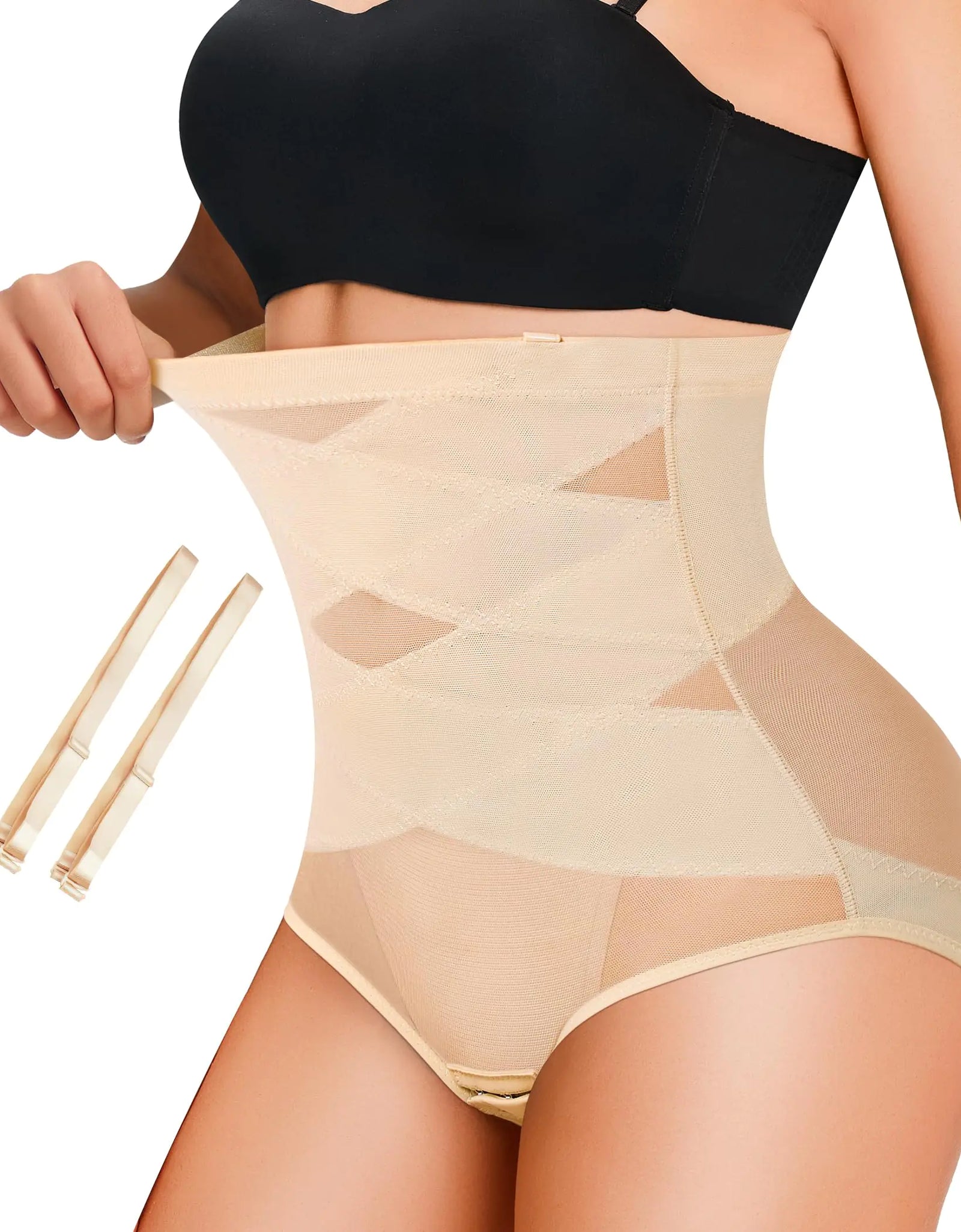 Bragas moldeadoras de talle alto BodyTune para mujer con tirantes - Beige XL