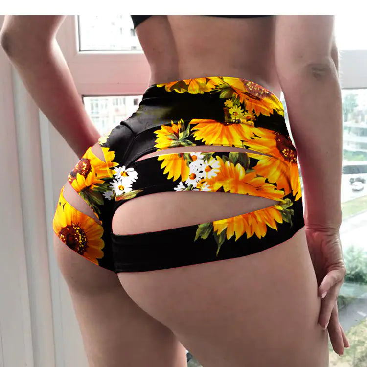 Fashionable Stretch Print Yoga Track Shorts