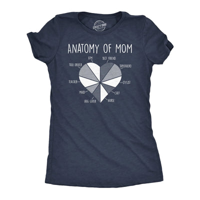 Womens Funny T Shirts Anatomy of Mom Cute Tee Funny Womens T Shirts Mothers Day T Shirt for Women Womens Novelty T Shirts Navy - S