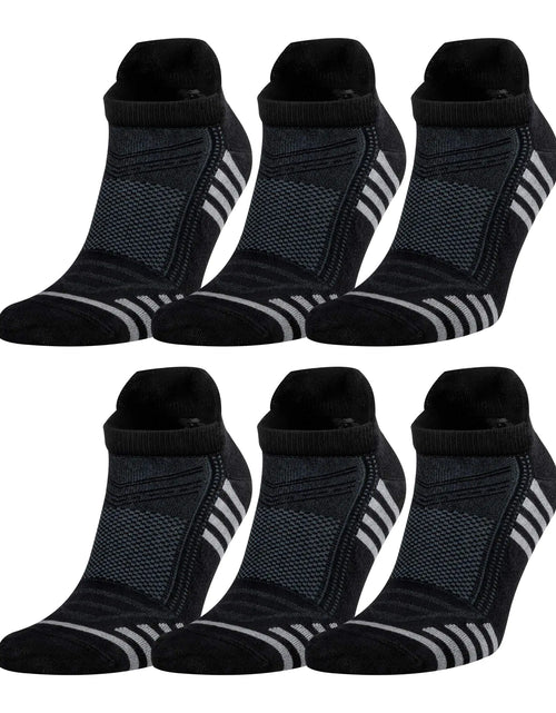 Load image into Gallery viewer, OdOst Mens Rayon Made From BAMBOO Thin Ankle Socks 6 Pairs Striped Breathable Absorbent Low Cut Athletic 9-12 Size
