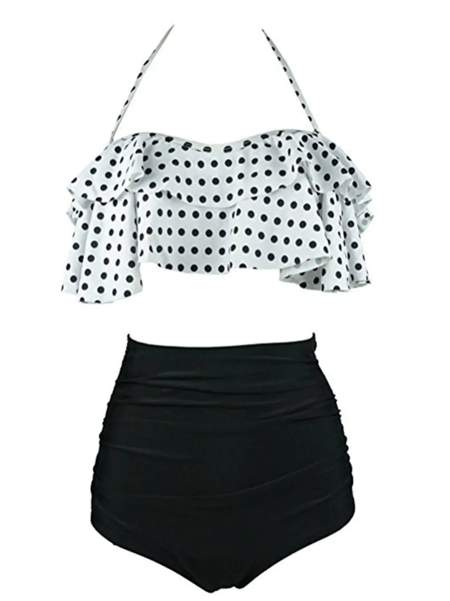 High-Waisted Ruffle Plus Size Bikini Swimwear