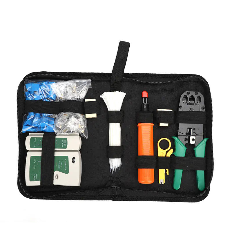 Kit d'outils pour réseau domestique avec pince à sertir et testeur