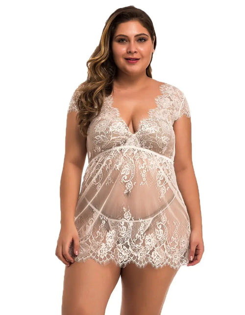 Load image into Gallery viewer, Lace Plus Size Lingerie and Sleepwear Set
