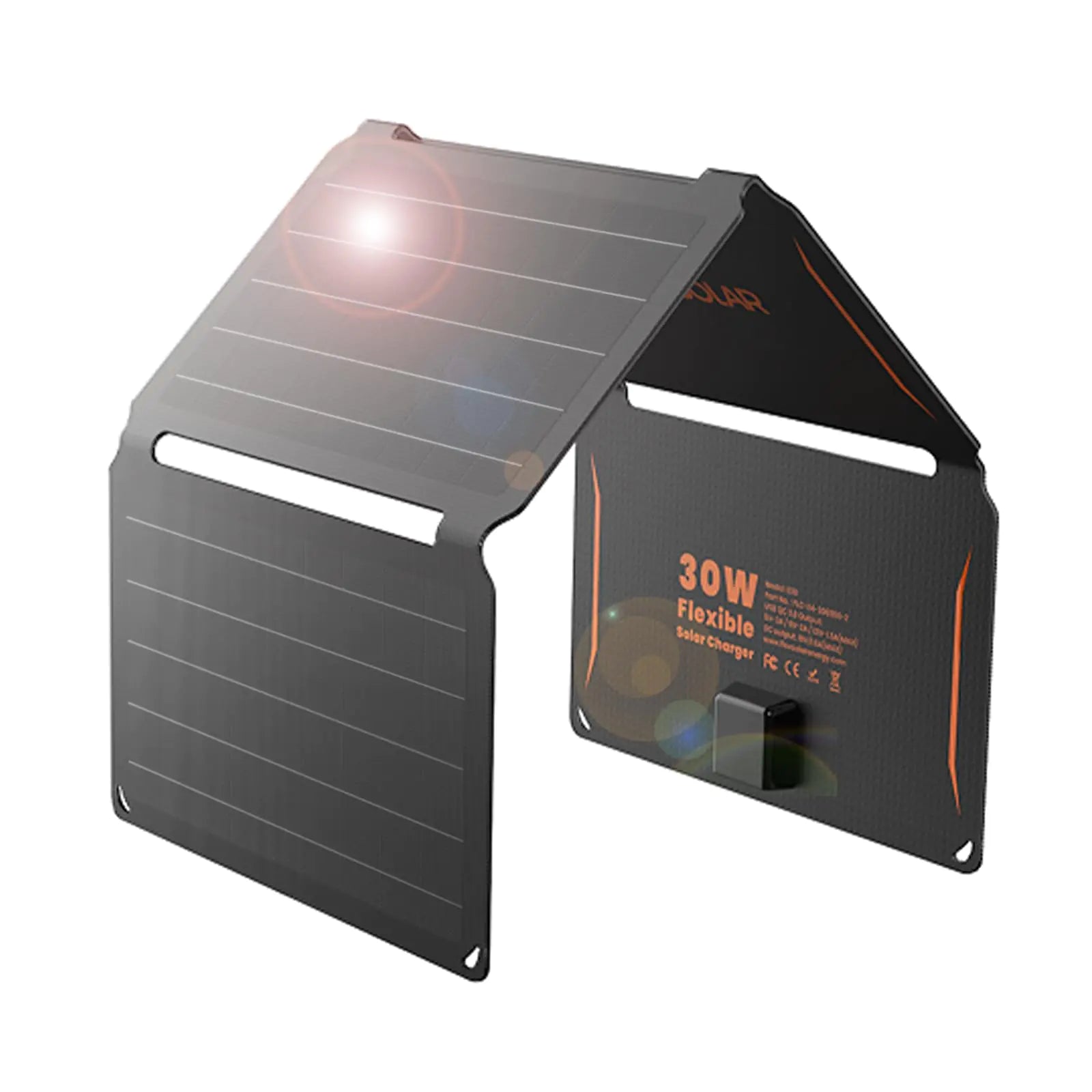 Cargadores de panel solar portátil FlexSolar 30W QC3.0 18W USB-A USB-C Salida Paneles ETFE pequeños plegables de emergencia IP67 Impermeable para acampar, mochilear, hacer senderismo, para teléfonos móviles, baterías externas, linternas