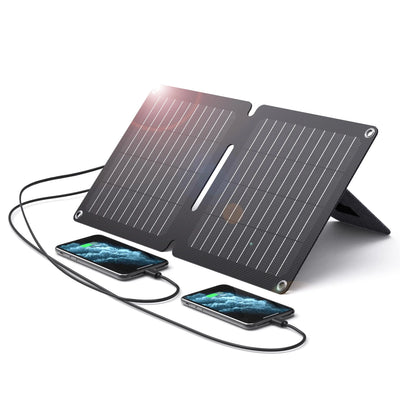 Cargador de Panel Solar BigBlue de 10W ETFE con USB-A y USB-C SolarPowa 10, Cargador Solar Portátil para Teléfono con Soporte para Acampada, IP65 Impermeable, Compatible con iPhone13/X/8, Tablet, Samsung, LG, etc.