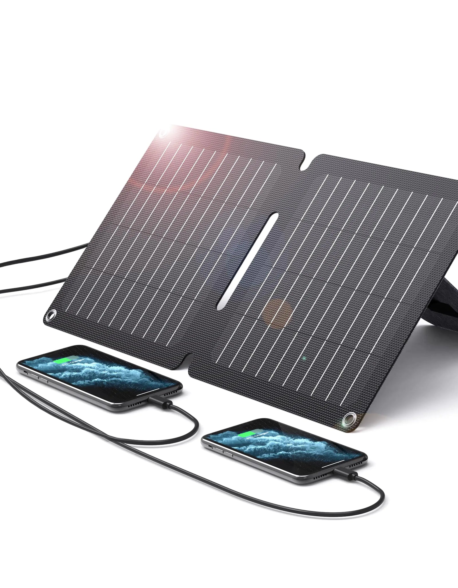 Cargador de Panel Solar BigBlue de 10W ETFE con USB-A y USB-C SolarPowa 10, Cargador Solar Portátil para Teléfono con Soporte para Acampada, IP65 Impermeable, Compatible con iPhone13/X/8, Tablet, Samsung, LG, etc.