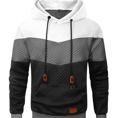 INDANSMER Mens Hoodies Sweatshirt with Kangaroo Pocket Novelty Color Block Pullover Hoodies Casual Long Sleeve Hooded Drawstring Sweatshirts Black