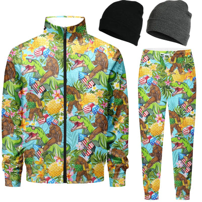 Spanoous Retro 80s 90s outfit for men funny tracksuits sweatsuits for men 2 piece set Athletic Jogging Warm Up Full Zip with 2 Knit Beanie hat 04-3XL