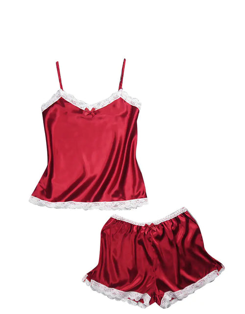 Load image into Gallery viewer, Lace and Satin Lingerie Cami Sleepwear Set
