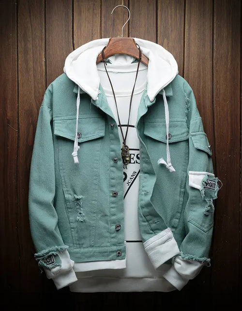 Load image into Gallery viewer, Hooded Denim Jacket
