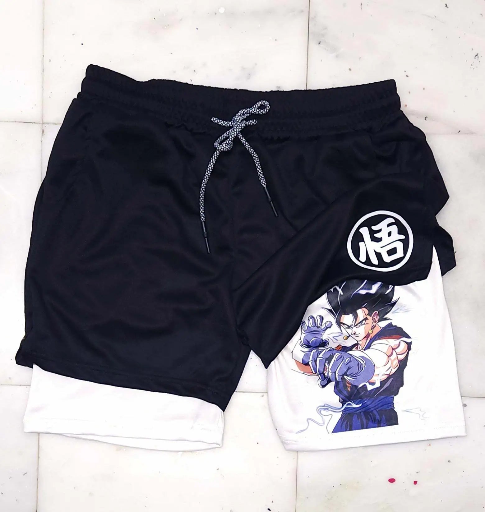 2023 Summer Men's Double Layer Anime Print Shorts