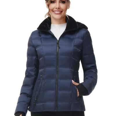 ANOTHER CHOICE Womens Down Jacket Warm Winter Jacket for Women with HoodNavyL