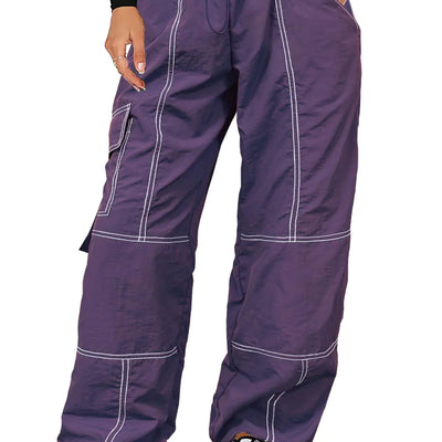 DISCIPBUSH Cargo Pants Women Baggy - Stitch Parachute Pants for Women Y2K Pants Baggy Pants Women Cargo Pants for Girls Purple M