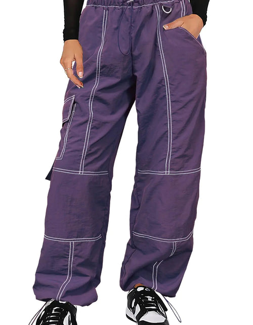Load image into Gallery viewer, DISCIPBUSH Cargo Pants Women Baggy - Stitch Parachute Pants for Women Y2K Pants Baggy Pants Women Cargo Pants for Girls Purple M
