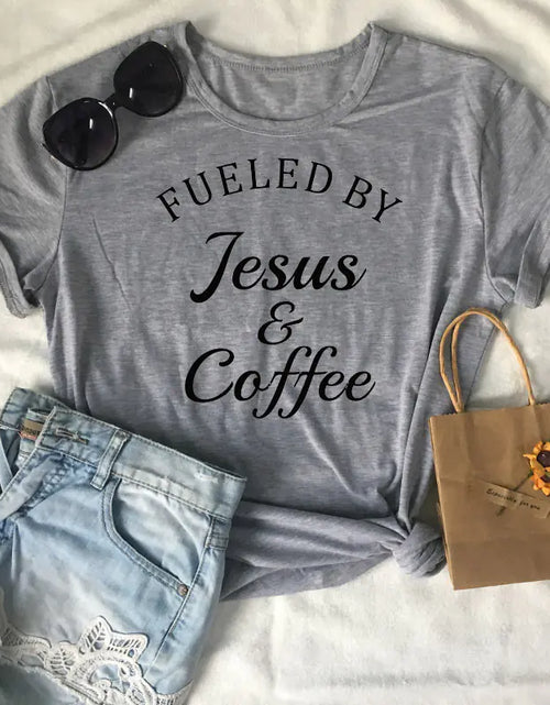 Load image into Gallery viewer, Jesus Coffee Graphic Tee - Trendy Short Sleeve Shirt
