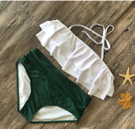 High-Waisted Ruffle Plus Size Bikini Swimwear