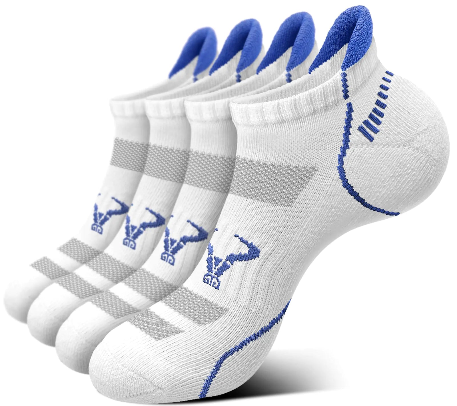 BULLIANT Mens Ankle Socks 4Pairs-Athletic Running Socks Cushioned No Show Breathable-Arch Support(4PairsShoes Size:Men 5-7)