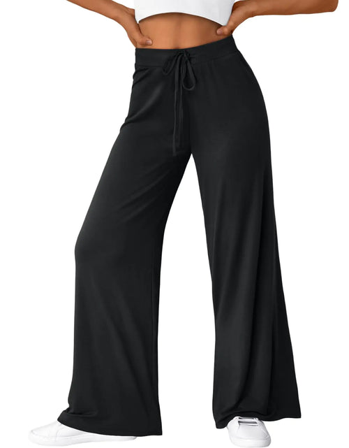 Load image into Gallery viewer, Trendy Queen Wide Leg Pants Woman Casual Yoga Pants Baggy Lounge Sweatpants Preppy Y2k Clothes Fall Fashion 2024 Black M
