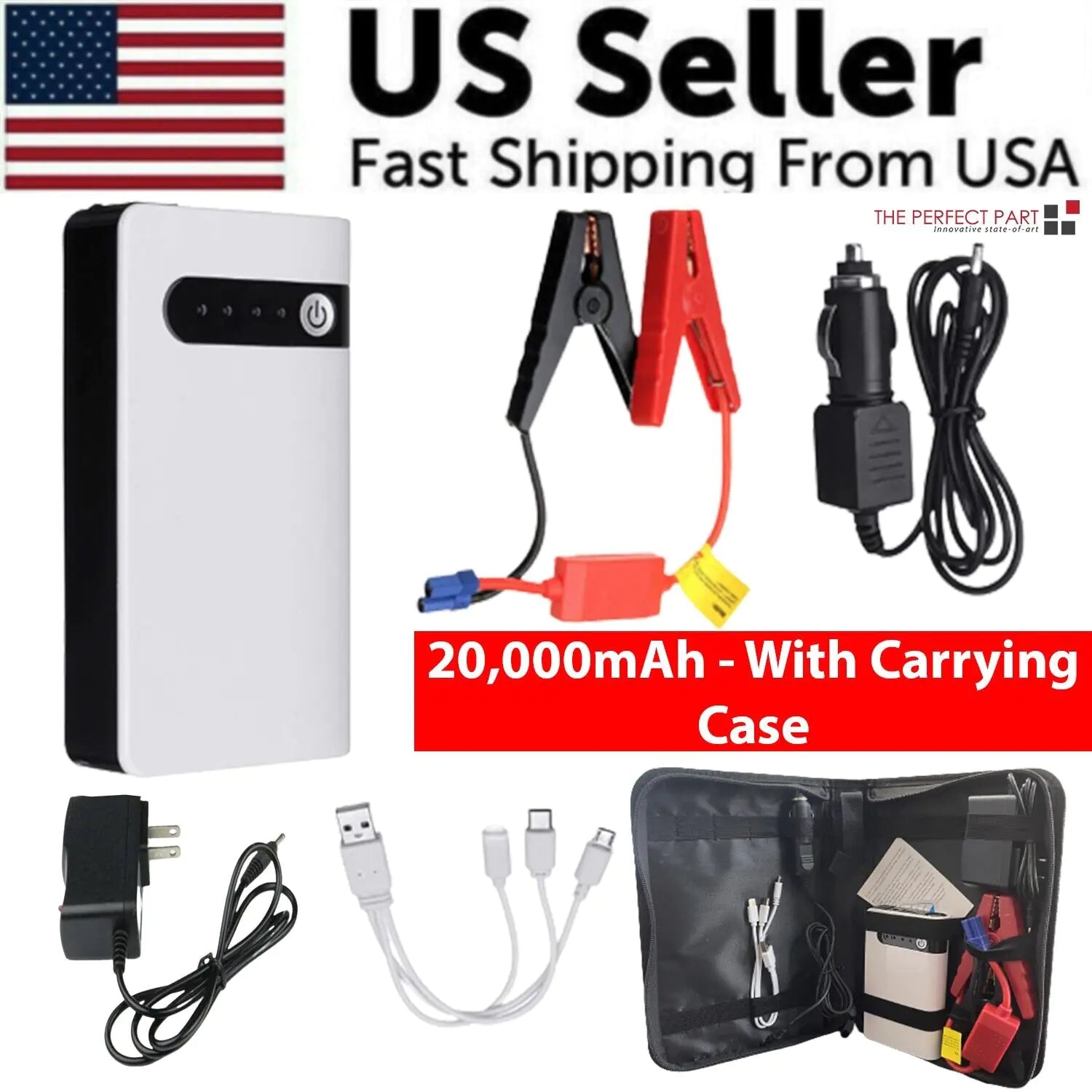 Arrancador de coche de 20000 mAh, arrancador de batería portátil con cargador de batería portátil