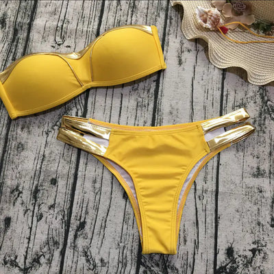 Gold-Trimmed Bikini Women's Sexy Swimwear Set