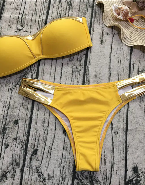Load image into Gallery viewer, Gold-Trimmed Bikini Women&#39;s Sexy Swimwear Set

