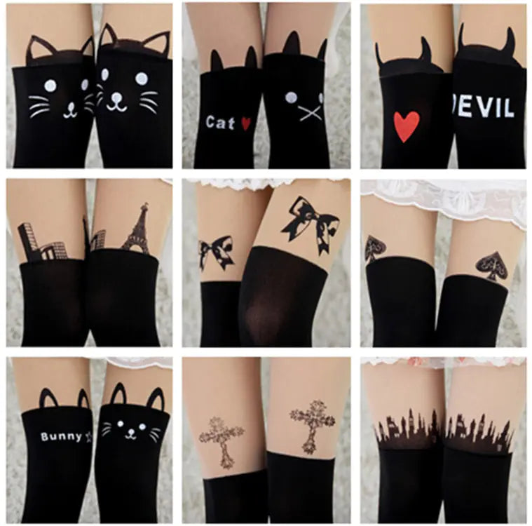 Collants et bas en patchwork imprimé