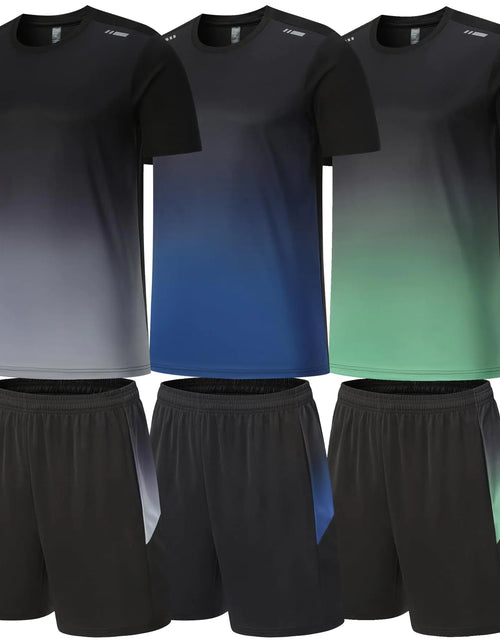 Load image into Gallery viewer, BOOMCOOL Gym Clothes for Men Workout Shirts Sets Outfits 6 Piece for Running Football Athletic Exercise Fit for Out T Sports
