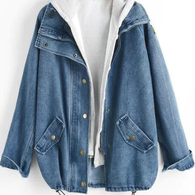 Denim Jacket, Hooded Denim Jacket, Denim Two-Piece Set