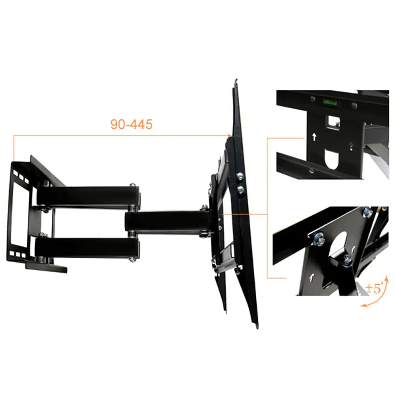 Mueble de TV negro con soporte de pared
