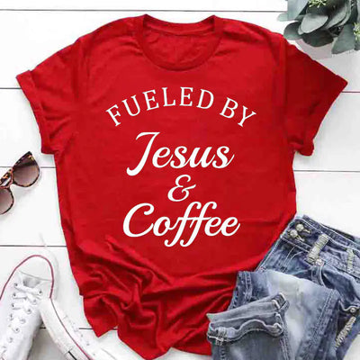 T-shirt à motif Jésus café – T-shirt tendance à manches courtes