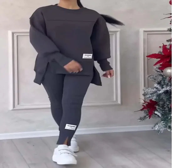 Mila Ultimate Comfy Sweatsuit Set with Asymmetrical Top