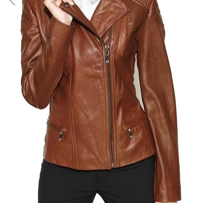 Captain Cory Womens Bambert Lambskin Genuine Leather Jacket Biker Jacket