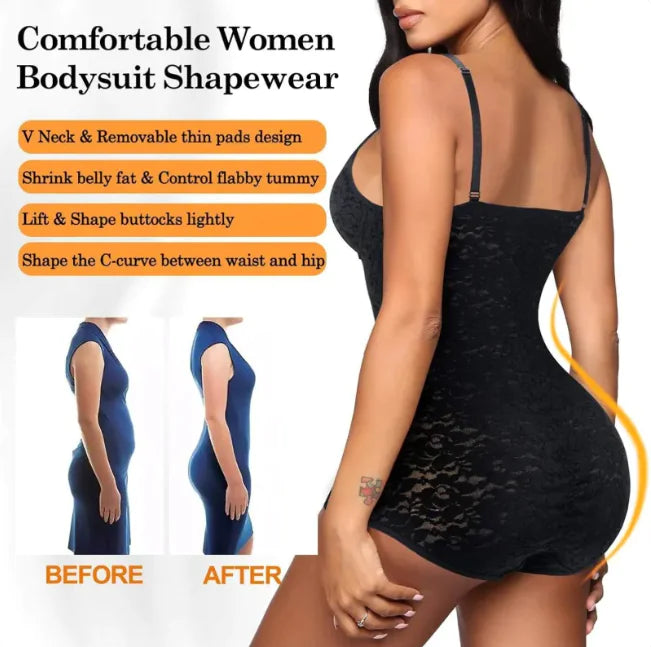 Women's Lace Body Shaping Corset – Beautiful Back Shapewear Jumpsuit