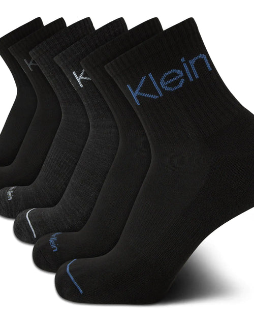 Load image into Gallery viewer, Calvin Klein Mens Socks - Athletic Cushioned High Quarter Cut Socks (6 Pack) Size 7-12 Black Multi
