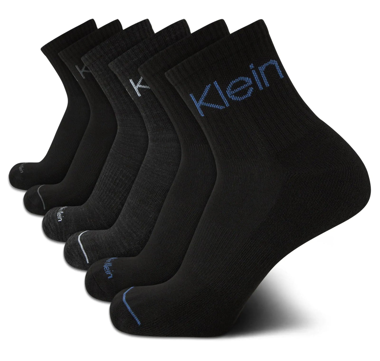 Calvin Klein Mens Socks - Athletic Cushioned High Quarter Cut Socks (6 Pack) Size 7-12 Black Multi