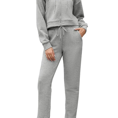 Taurus Womens Sweatsuits 2 Piece Set Zip Up Cropped Hoodie Sweatshirt Drawstring Sweatpants Track Suits Two Piece Outfits with Pockets Grey XL