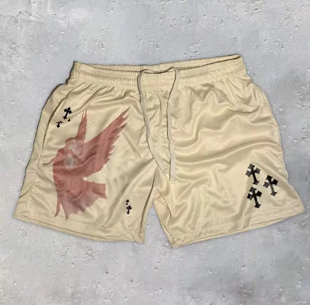 Load image into Gallery viewer, Y2K Christian Angel Cross Print Gym Shorts

