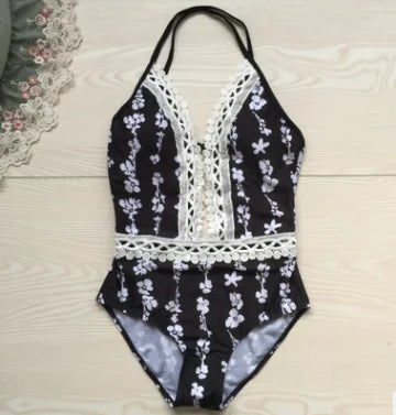 Hailan Swimwear 2020 Black Lace Digital Print Bikini