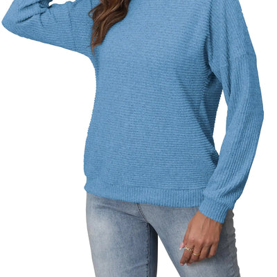 Sweaters for Women Tops Pullover Sweatshirts Long Sleeve Shirts for Women Azure Blue 2XL