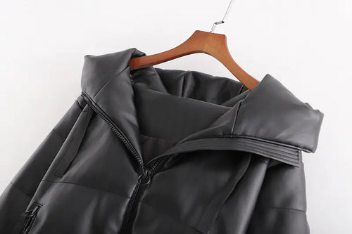 Load image into Gallery viewer, Warm Cotton Jacket, PU Leather Coat, PU Jacket
