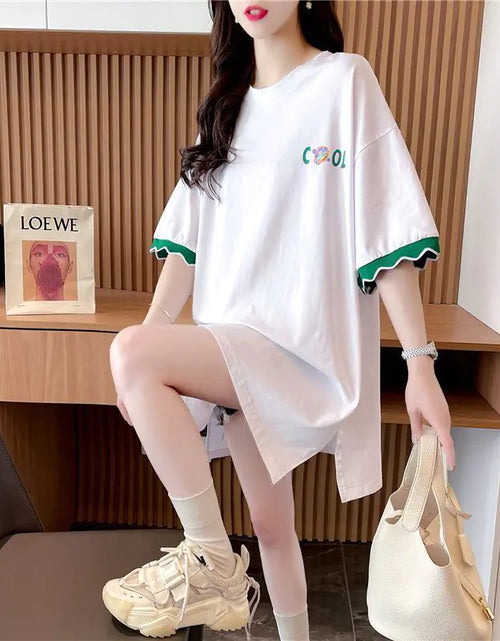 Load image into Gallery viewer, Patchwork Print Oversized Women&#39;s Casual T-Shirts
