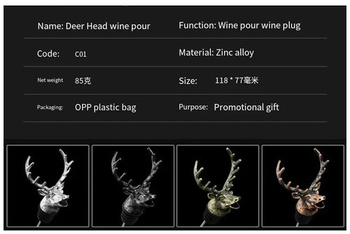Load image into Gallery viewer, Deer Head Wine Pourer and Stopper Set
