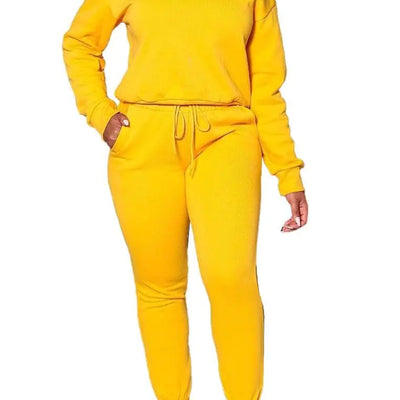 Nimsruc 2 Piece Outfits For Women Sweatsuits Jogging Set Matching Casual Long Sleeve Track Suits Yellow XL