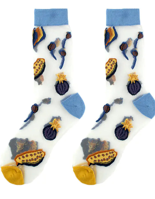 Load image into Gallery viewer, Fashionable Thin Mid Tube Flower Forest Glass Stockings
