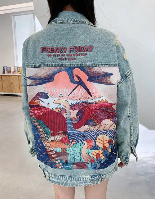 Load image into Gallery viewer, Dinosaur Patch Denim Jacket
