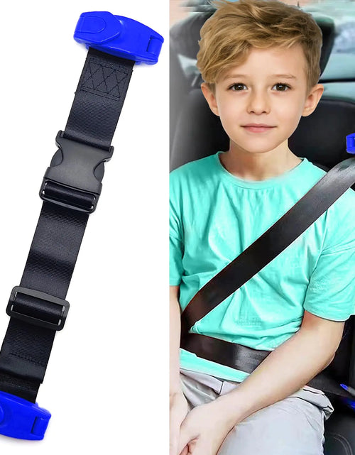 Load image into Gallery viewer, Seat Belt Adjuster for Kids Car Seatbelt Adjuster with Safety Clips and Adjustment Strap Car Seat Accessories for Childs Shoulder Neck Comfort and Travel Driving Protection-Blue
